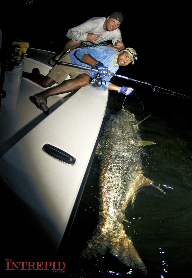 Jay-Jason-Tarpon-Boatside-Hogy-Sewell-Aftco-WM-620x898 Late Season Tarpon, Cobia & Snook - Pine Island, Sanibel, Fort Myers, Cape Coral Inshore Fishing Reports 2014 Reports Fishing Reports  
