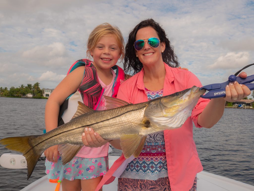 Alisha-Big-Snook-1024x768 December Fishing Report - Snook, Redfish, Black Drum, Tripletail in Fort Myers, Cape Coral, Sanibel, Captiva 2018 Reports Fishing Reports  